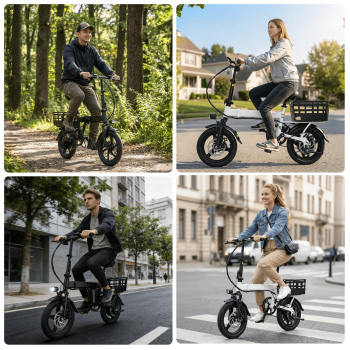 XKJ Electric Bike for Adults, Ebike, Electric Bicycle with 48V 12AH Battery,14" Folding Ebike for Teens, 20MPH,20+ Miles(MAX),500W Motor,Multi-Shock Absorption,Mini E Bikes with Baskets,UL2849