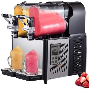 KFFKFF 3Lx2 Commercial Slushy Machine Stainless Steel Margarita Slushie Maker Frozen Drink Maker for Ice Juice Tea Coffee Making, Sliver