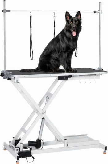 ChaoLink Grooming Grooming Hydraulic Table for Adjustable Height Electric Table Trimming/Drying Table w/Arm/Noose Maximum Capacity Up to 264Lb White For Pet Large Dogs Dog