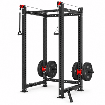 YODOLLA Power Cage, 2000 lb 3 x 3 Power Rack with Built-In Pulley System, Heavy-Duty Squat Rack Cable Machine for Home Gym, Black