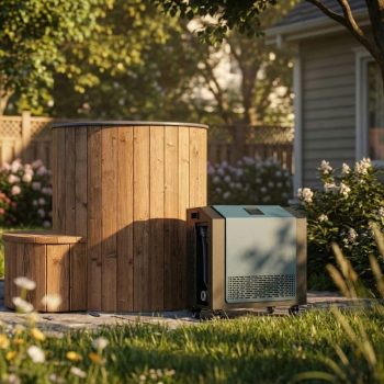 SaunaLife Cold Plunge Immersion Tub with Integrated Water Chiller & Heater (S1NC - Natural)