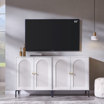 Aitjunz Modern TV Stand for TVs up to 65", Wood Entertainment Center w/Adjustable Shelves, 61.75"W Media Console Cabinet for Living Room