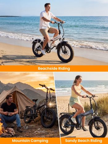ESKUTE D300 Electric Bike for Adults, Folding Ebike with 750W Motor 20MPH, 48V 20.8Ah Removable Battery, 20"x4.0" Fat Tires, 80 Miles 7-Speed Gear, NFC Unlock, UL2849 Class 2
