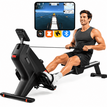 MERACH Magnetic Rowing Machines 350lbs Weight Capacity, Indoor Foldable with 16 Levels Resistance for Home Workout
