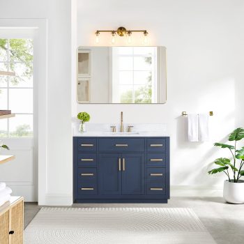 Gavino 48" Wood Vanity in Royal Blue with Composite Stone Top no Mirror