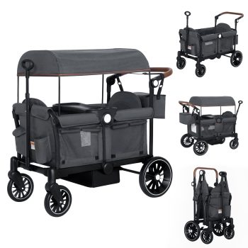 AILEEKISS 3-in-1 Wagon Stroller for 2 Toddlers, Collapsible Baby Wagon with Adjustable Handle