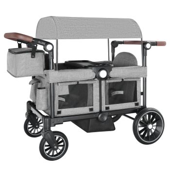 AILEEKISS Collapsible Wagon Stroller for 2 Toddlers with Adjustable Canopy, 44 Pounds