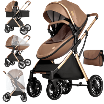 Baby Stroller,Infant Pushchair with Reversible Handle,Diaper Bag,Mosquito Net,0-36 Months,Unisex
