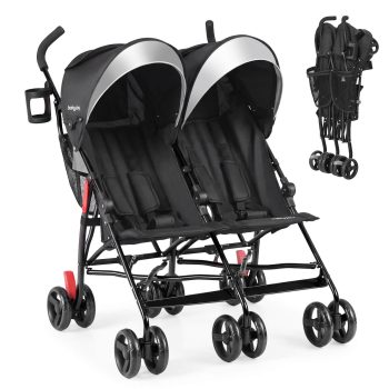 Costway Foldable Twin Baby Double Stroller Ultralight Umbrella Stroller Pushchair