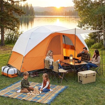 COBIZI 8-10-12 Person Camping Tent,Large Family Cabin Tent with Removable Rainfly,Mesh Roof for Stargazing,84" Tall Center,Waterproof Design,Carry Bag