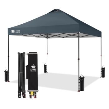 CROWN SHADES 10x10 Pop Up Canopy Patented Center Lock One Push Instant Outdoor Canopy Tent