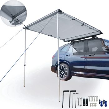 DANCHEL Outdoor 6.5ftx8.2ft Gray Car Awning,Waterproof Rooftop Tent Awnings for Car SUV