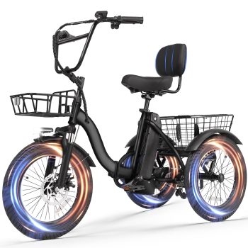 E Trike Electric Tricycle for Adults – 750W Motor, 18 MPH, Fat Tire Folding 3-Wheel Electric Tricycle, Step-Thru, Up to 55 Miles