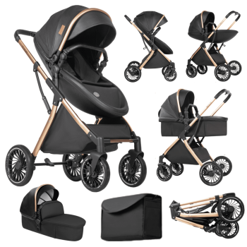 EaseBaby Baby Stroller,Infant Pushchair with Reversible Bassinet,Foldable Compact Pram for 0-36 Months,Unisex