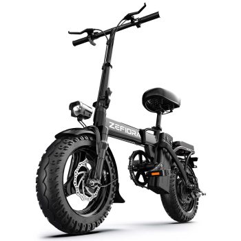 ZEFIORA 1000W Foldable Electric Bike for Adults & Teens, 48V 7.8Ah Removable Battery, 35Mi Range Pas, 14" Commuter Ebike with Dual Disc, UL2849 Safe