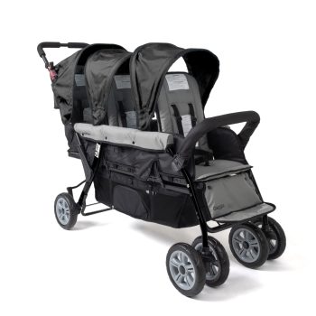 Foundations Compass Trio Triple Stroller, 3-Seat Tandem with Canopies and Reclining Seats, Red