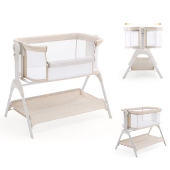 HARPPA 3 in 1 Baby Bedside Bassinet Sleeper, Baby Bassinet with Rocking and 5 Heights Adjustable