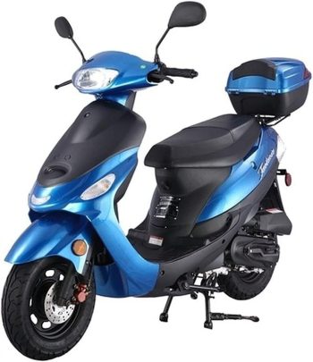 HHH Brand New Upgraded 49cc/ 50cc Gas Fully Automatic Scooter Moped MP50-02 with Matching Trunk - Sporty-Blue