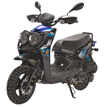 HHH Rocket 150 Moped Street Gas Scooter 150cc Motorcycle Automatic Adult Bike with 12 inch Aluminum Wheels (Blue)