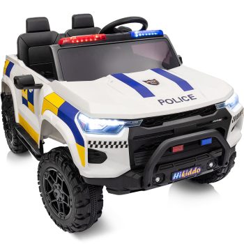 Hikiddo 12V Ride on Toy Truck, 2 Seater Kids Electric Cars for Girl Boy with Remote, Megaphone - White