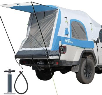 JOYTUTUS Inflatable Truck Bed Tent 5.5-6.5FT with Awning Air Pump for Quick 30S Setup, for 2 Person with Waterproof Roof Shade