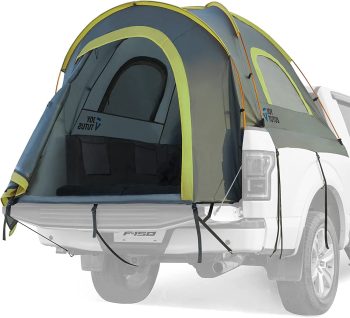 JOYTUTUS Portable Pickup Truck Tent with Rainfly 5ft, Waterproof PU2000mm Double Layer for 2 Person,Green, Aluminum Pole