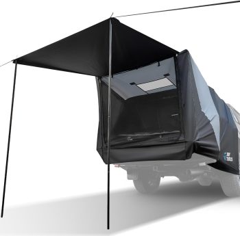 JOYTUTUS Truck Tent with Awning, Truck Bed Tailgate Tent Canopy (Only Fits Full-Size Truck with Soft Topper or Camper Shell)