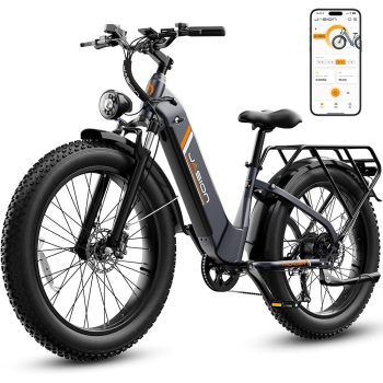 Jasion Thunder Electric Bike for Adults, 750W Rated Motor 48V 18Ah Removable Battery, 80 Miles Longe Range, 26'' x 4'' Fat Tire E-Mountain Bicycle, APP Control, UL2849
