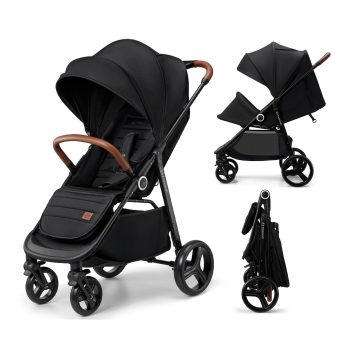 Kinderkraft GRANDE PLUS Baby Stroller, Lie-Flat Recline, One-Hand Fold, Reversible Seat, Full-Size Convertible Stroller, Newborn to 48 lbs