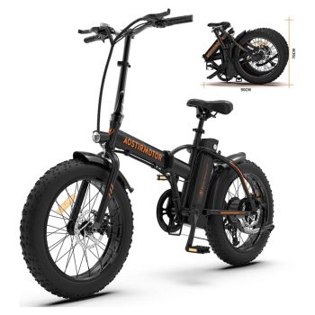 Leavan Folding Electric Bike, 20" Fat Tire, 500W Motor, 36V 13Ah Battery, UL2849, Black
