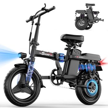 ASKGO F12 Foldable Electric Bike for Adults Teens Ages 16+, 750W Motor, 48V 15Ah Battery, 14" Wheel, Max 25MPH, 30 Miles Range, Lightweight Commuter, UL2849 Certified