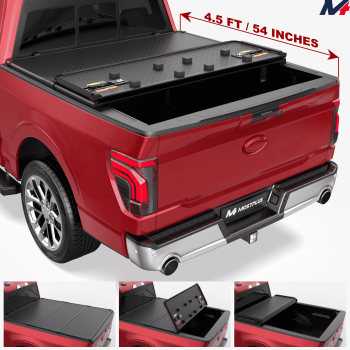 MOSTPLUS 3-Fold 4.5/4.6FT Hard Solid Tonneau Cover for 2022-2024 2025 2026 Ford Maverick Truck Bed