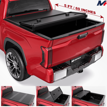 MOSTPLUS 5FT Tri-Fold Fiberglass Hard Truck Bed Tonneau Cover for 2024-2026 Toyota Tacoma