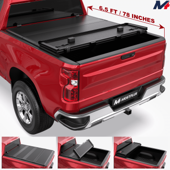MOSTPLUS FRP 6.5FT 4-Fold Hard Truck Tonneau Cover for 2014-26 Silverado Sierra 1500 Truck Bed On Top Quad Fold