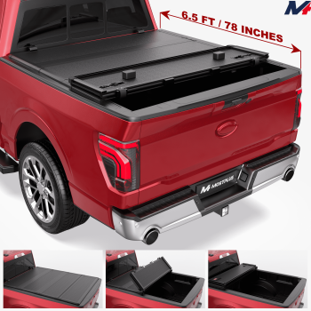 MOSTPLUS FRP 6.5FT 4-Fold Hard Truck Tonneau Cover for 99-26 Ford F-250 F-350 Truck Bed On Top Quad Fold