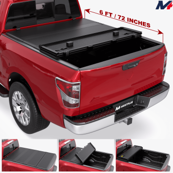 MOSTPLUS FRP 6FT 4-Fold Hard Truck Tonneau Cover for 2005-2026 Nissan Frontier Truck Bed On Top Quad Fold