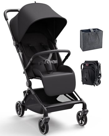 Momcozy Tuckgo Travel Stroller, Carry-On Compatible, Ultra Compact Stroller for Toddler, Reclining Seat, UPF 50+ Canopy, Adjustable Leg Rest, 33L Extra-Large Storage, Stroller Travel Bag Included