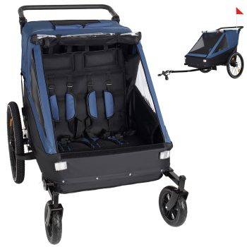 Noble House 2-in-1 Kids Bike Trailer & Jogging Stroller for 1 to 2 Children, Foldable Compact Storage Bags