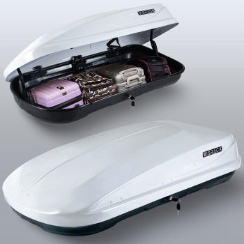 RICH Large 14 Cubic Feet Rooftop Cargo Box, ABS Material, 130 lbs Capacity, White