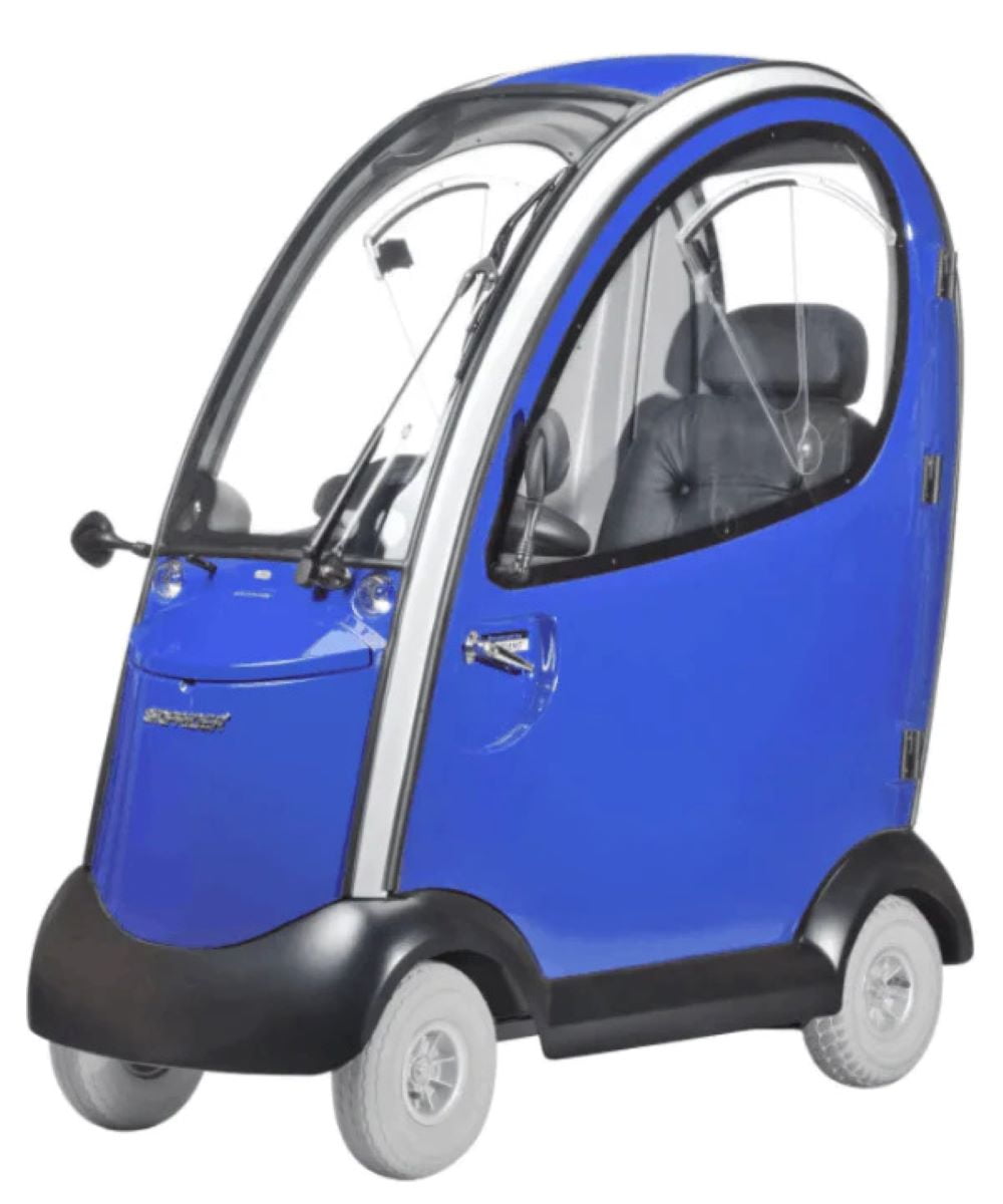 Shoprider Flagship Enclosed Cabin Mobility Scooter With Removable Doors, Blue
