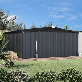 AECOJOY Outdoor Storage Shed with Lockable Door Patio Metal Garden Storage Building in for Outside