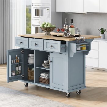Alvantor 53'' Kitchen Island Carts, Mobile Buffet Cabinet with Drop Leaf for Dining Room Living Room