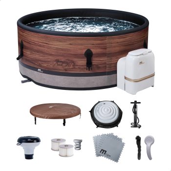M Spa Round Inflatable Bubble Massage Spa, 4-6 Person Outdoor Hot Tub, Duet