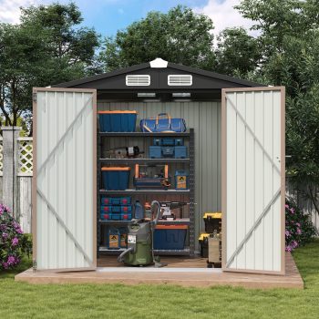BaPiPro 6x4ft Outdoor Metal Storage Shed, Heavy Duty Garden Tool Shed with Lockable Doors for Patio, Backyard