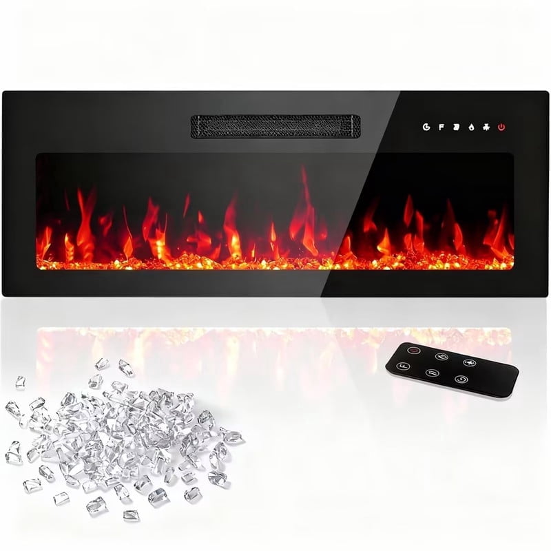 PLAMLE 36 Inch Electric Fireplace Insert, Wall Mounted & Recessed Heater, Slim Indoor Freestanding Fireplace with Remote Control, Adjustable 7 Flame Colors, Timer, 750W/1500W, Heats up to 400 Sq Ft