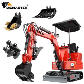 DigMaster 1.2 Ton Mini Excavator, 13.5HP B&S Gasoline Engine, Hydraulic Thumb, Compatible with Multiple Attachments, for Farms, Yards & Forestry, EPA Certified (90% Pre-Assembled)