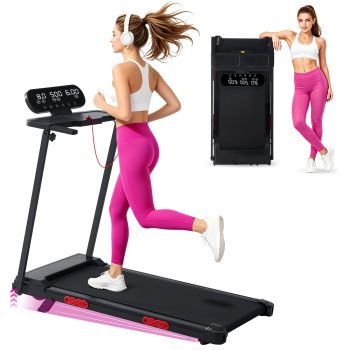 HaHbHc 3.5HP Foldable Treadmill with Incline & Handle Bar for Home Exercising, 400LBS Quiet Walking Pad with 12 Preset Programs, 0.6-10MPH