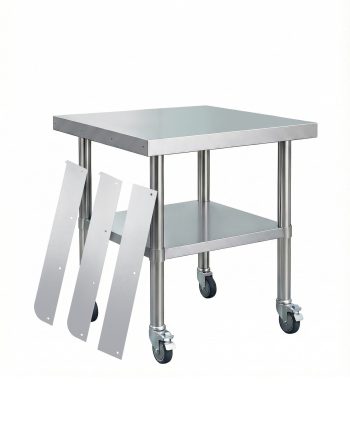 Stainless Steel Work Table with Wheels, Heavy-Duty Commercial Prep Table with Detachable Backsplash & Adjustable Undershelf for Restaurant Garage - 30x36 Inch
