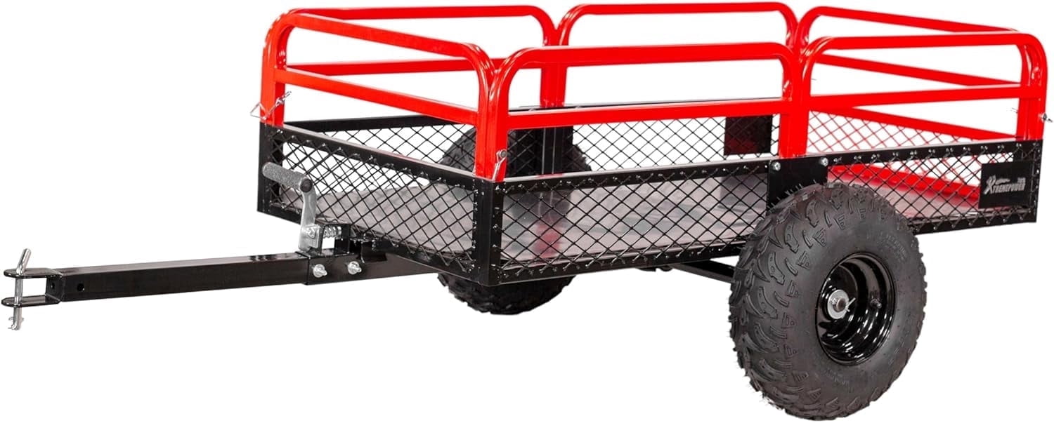 XtremepowerUS 1500lb Agricultural Field Trailer With Solid Steel Floor For Lawn/Garden Tractors, ATV's, UTV's, 15 Cubic Foot Capacity