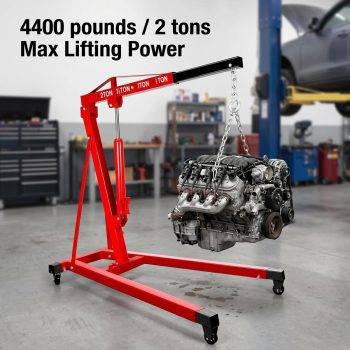 2 Ton Engine Hoist, 4400lbs Engine crane for Garages Workshops and Factories, Hydraulic Engine Hoist with Adjustable Boom and Steel Universal Casters